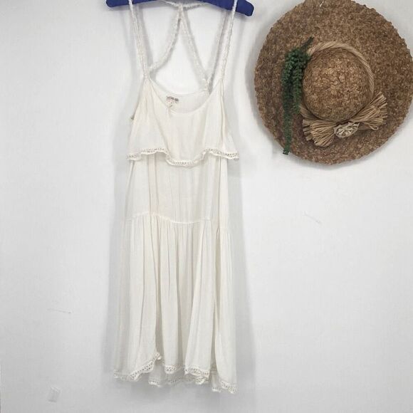 Intimately Free People Criss -Cross Back Slip Dress Rayon Lace  Cream‎ Size S - Picture 1 of 14